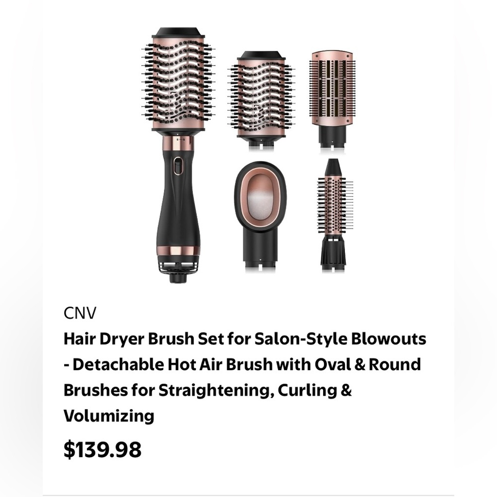 Hair Dryer Black and Rose Gold Hair Styling Brush Set
